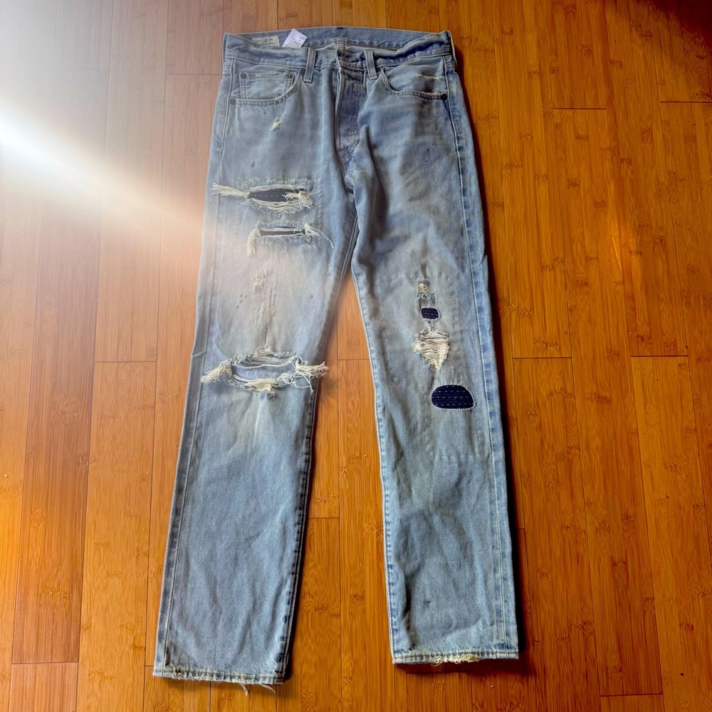 Levi's 501 150th Anniversary Original Fit Selvedge Sashiko Jeans Size 31 X 32